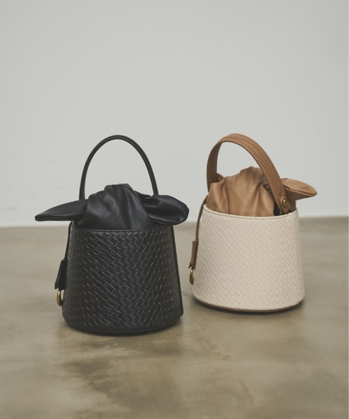 Lutim by u(ルチバイユー)の「Ribbon basket bag / リボンバスケットバック(ハンドバッグ・レディース・ナチュラル/ブラック・FREE)」の7枚目の写真