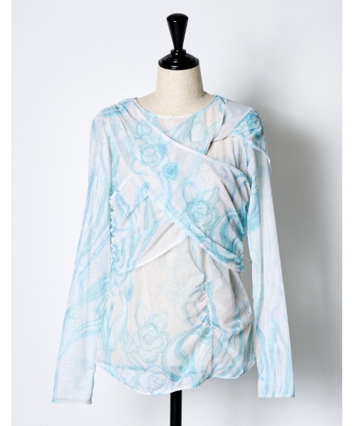 RUMCHE(ラムシェ)の「Marble Grace Twist Tulle Tops / マーブルグレースツイストチュールトップス(その他トップス・レディース・ブルー系その他・FREE)」の7枚目の写真