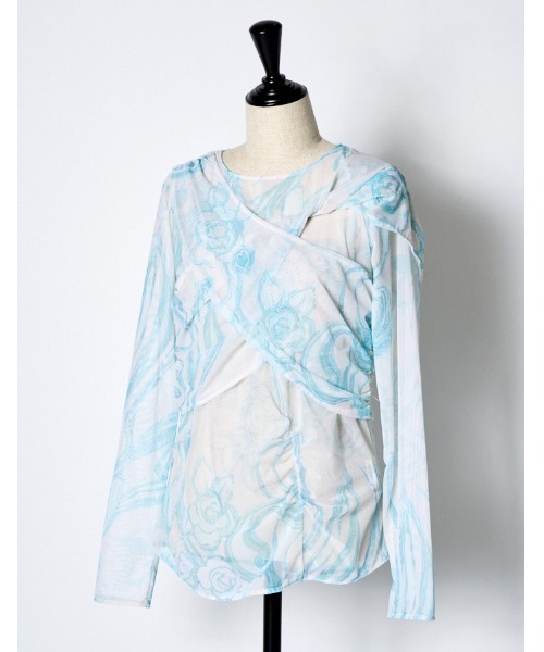 RUMCHE(ラムシェ)の「Marble Grace Twist Tulle Tops / マーブルグレースツイストチュールトップス(その他トップス・レディース・ブルー系その他・FREE)」の8枚目の写真