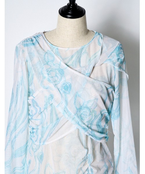 RUMCHE(ラムシェ)の「Marble Grace Twist Tulle Tops / マーブルグレースツイストチュールトップス(その他トップス・レディース・ブルー系その他・FREE)」の10枚目の写真