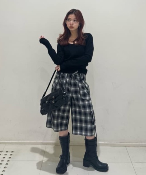 セール】DAMAGE LACE CHECK MIDDLE PT ダメージ レース チェック