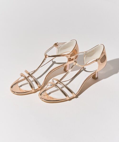 anuans ナローストラップサンダル ゴールド Mサイズ アニュアンス anuans ナローノットストラップサンダル （GOLD