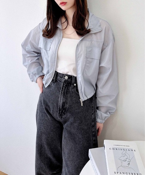 INGNI(イング)の「シアースタンドブルゾン(ブルゾン・レディース・アイボリー/ブラック/ブルー系・M)」の15枚目の写真