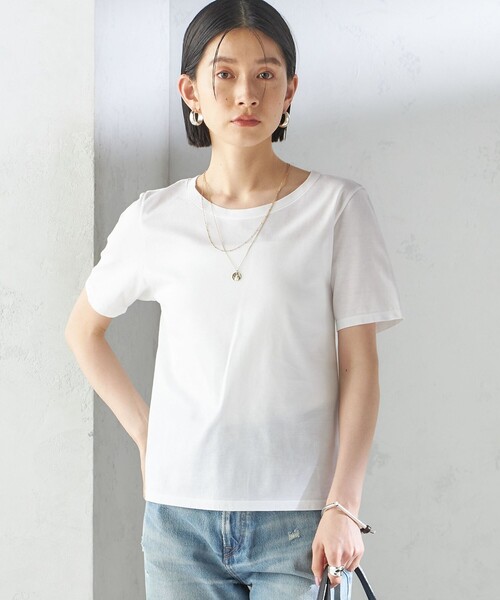 SHIPS（シップス）の「ギザコットン ベーシック TEE（Tシャツ/カットソー・レディース・ダークグレー/ホワイト・ONE SIZE）」の12枚目の写真