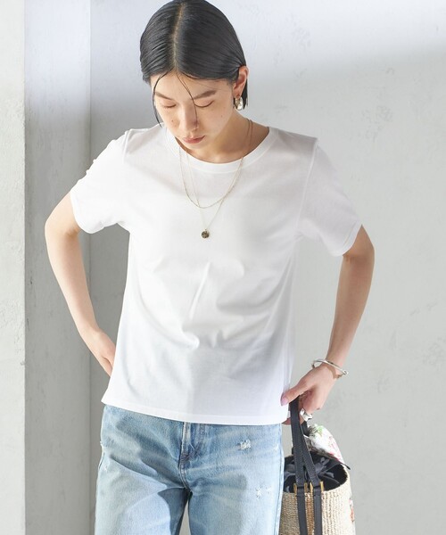SHIPS（シップス）の「ギザコットン ベーシック TEE（Tシャツ/カットソー・レディース・ダークグレー/ホワイト・ONE SIZE）」の13枚目の写真