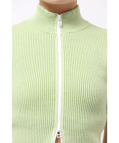 EMODA(エモダ)の「プレーティングハーフリブジップニット(ニット/セーター・レディース・グレー/ブラック/グリーン・FREE)」の3枚目の写真