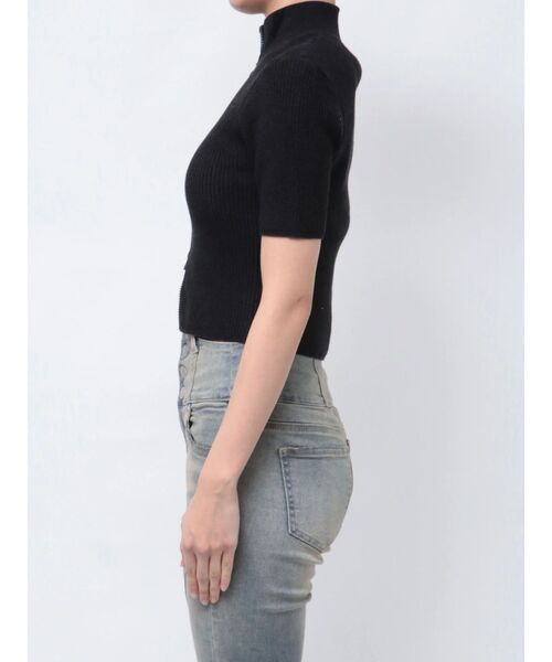 EMODA(エモダ)の「プレーティングハーフリブジップニット(ニット/セーター・レディース・グレー/ブラック/グリーン・FREE)」の9枚目の写真