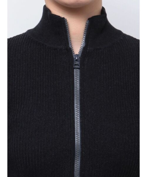 EMODA(エモダ)の「プレーティングハーフリブジップニット(ニット/セーター・レディース・グレー/ブラック/グリーン・FREE)」の11枚目の写真