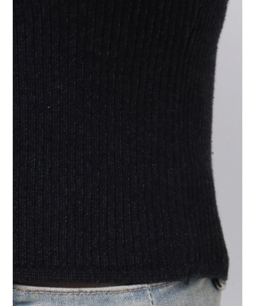 EMODA(エモダ)の「プレーティングハーフリブジップニット(ニット/セーター・レディース・グレー/ブラック/グリーン・FREE)」の13枚目の写真