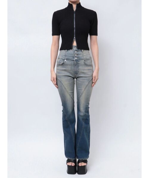 EMODA(エモダ)の「プレーティングハーフリブジップニット(ニット/セーター・レディース・グレー/ブラック/グリーン・FREE)」の16枚目の写真