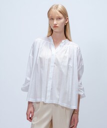 cloenc | 【手洗い可】コットンシフォンギャザーブラウス(シャツ/ブラウス)