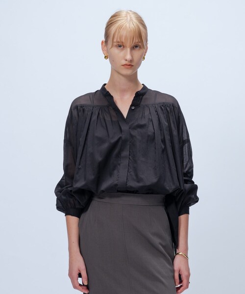 cloenc（クロエンス）の「【手洗い可】コットンシフォンギャザーブラウス（シャツ/ブラウス・レディース・ブラック/オリーブ/ホワイト・02）」の11枚目の写真