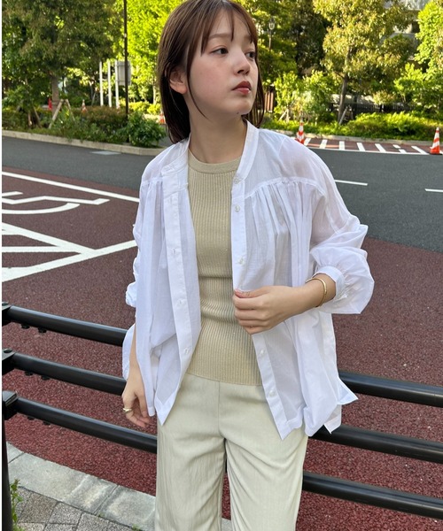 cloenc（クロエンス）の「【手洗い可】コットンシフォンギャザーブラウス（シャツ/ブラウス・レディース・ブラック/オリーブ/ホワイト・02）」の22枚目の写真