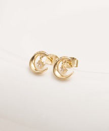 【Peony/ピオニー】/ビジュー付き　ムーンピアス　月