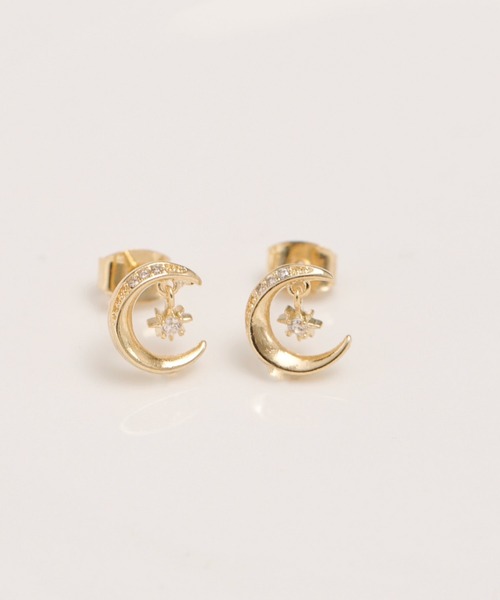 TONE SELECT GOODS（トーンセレクトグッズ）の「【Peony/ピオニー】/ビジュー付き　ムーンピアス　月（ピアス（両耳用）・レディース・ピンクゴールド/ゴールド/シルバー・FREE）」の7枚目の写真