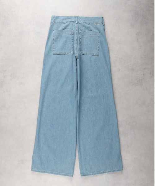 SOMETHING（サムシング）の「SOMETHING(サムシング)「SUMMER COOL」 涼しいワイドベーカーデニムパンツ（デニムパンツ・レディース・ライトインディゴブルー・M/L/XS/S）」の2枚目の写真