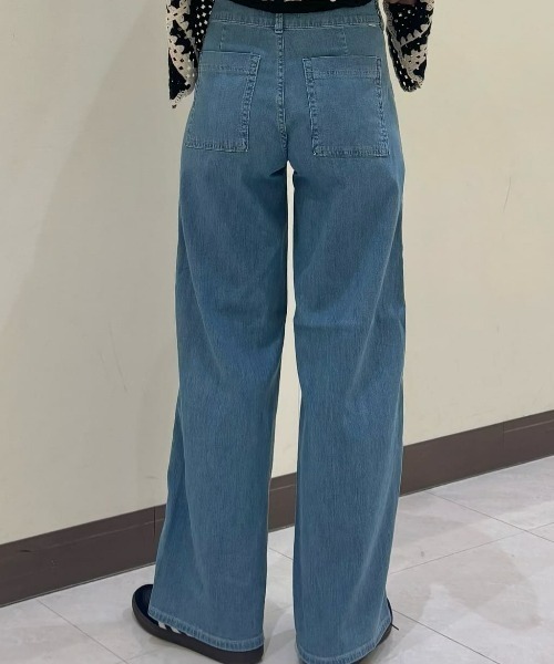 SOMETHING（サムシング）の「SOMETHING(サムシング)「SUMMER COOL」 涼しいワイドベーカーデニムパンツ（デニムパンツ・レディース・ライトインディゴブルー・M/L/XS/S）」の11枚目の写真