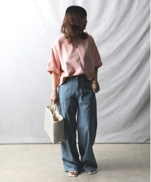 SOMETHING（サムシング）の「SOMETHING(サムシング)「SUMMER COOL」 涼しいワイドベーカーデニムパンツ（デニムパンツ・レディース・ライトインディゴブルー・M/L/XS/S）」の16枚目の写真