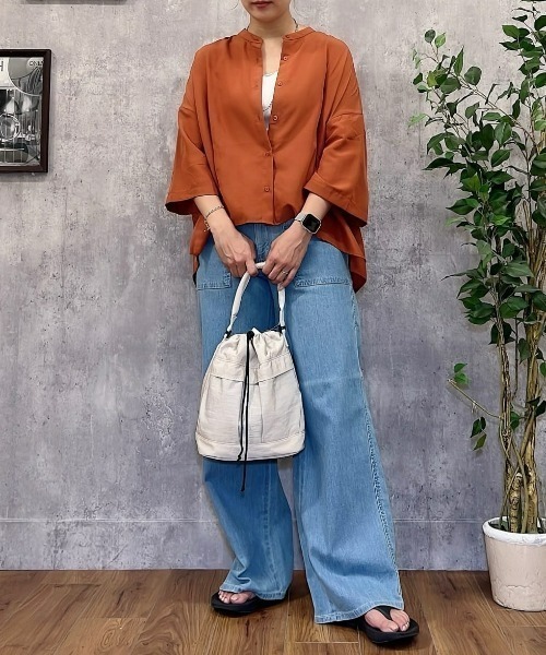 SOMETHING（サムシング）の「SOMETHING(サムシング)「SUMMER COOL」 涼しいワイドベーカーデニムパンツ（デニムパンツ・レディース・ライトインディゴブルー・M/L/XS/S）」の22枚目の写真