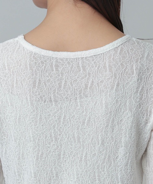 GLOBAL WORK（グローバルワーク）の「レースシアープルオーバー半袖/MATINEE LINE/327912（Tシャツ/カットソー・レディース・チャコールグレー/ブラック/アイボリー・MEDIUM/LARGE）」の15枚目の写真