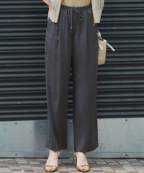 セール】【Oggi9月号掲載/撥水加工】スムースサテン タック ワイド