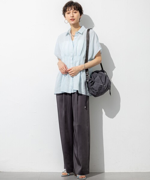 セール】【Oggi9月号掲載/撥水加工】スムースサテン タック ワイド