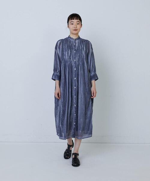 LOISIR（ロワズィール）の「【MTサイズ有り】インドピグメントダイシャツワンピース（ワンピース・レディース・ピンク/ネイビー・M/MT）」の2枚目の写真