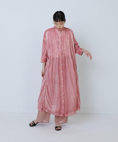 LOISIR（ロワズィール）の「【MTサイズ有り】インドピグメントダイシャツワンピース（ワンピース・レディース・ピンク/ネイビー・M/MT）」の5枚目の写真
