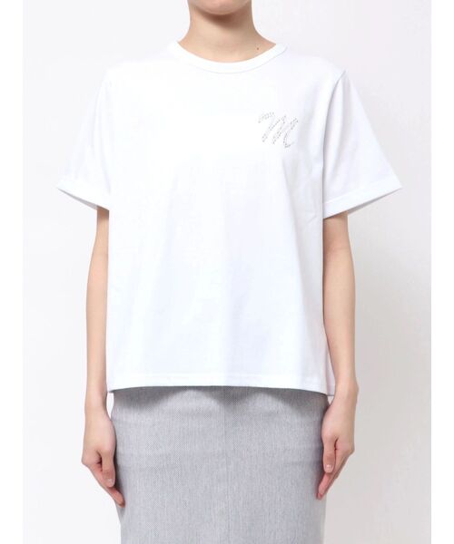 TONAL（トーナル）の「MロゴTシャツ（Tシャツ/カットソー・レディース・オフホワイト/ブラック・MEDIUM）」の12枚目の写真