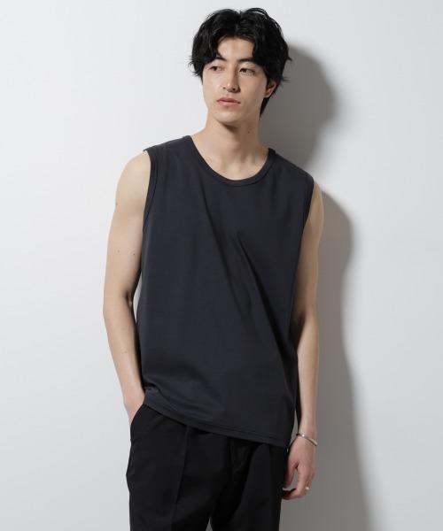 NANO universe（ナノユニバース）の「シルケットスムースノースリブプルオーバー（タンクトップ・メンズ・ブラック/スミクロ/ホワイト・S/M/L）」の16枚目の写真