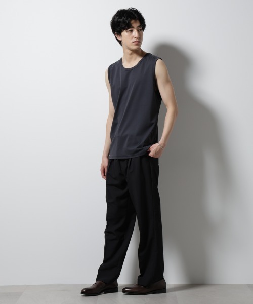 NANO universe（ナノユニバース）の「シルケットスムースノースリブプルオーバー（タンクトップ・メンズ・ブラック/スミクロ/ホワイト・S/M/L）」の13枚目の写真