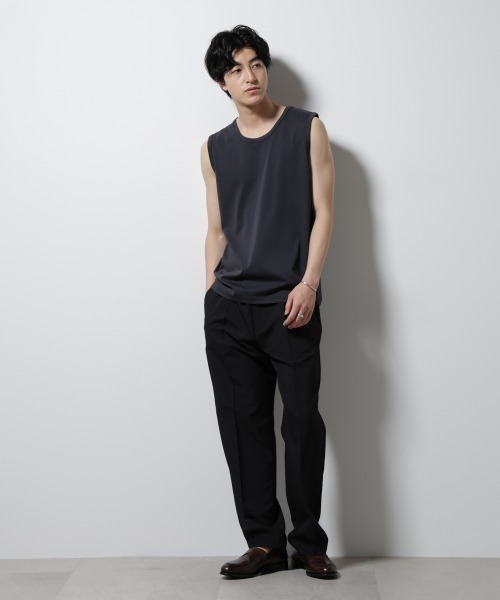 NANO universe（ナノユニバース）の「シルケットスムースノースリブプルオーバー（タンクトップ・メンズ・ブラック/スミクロ/ホワイト・S/M/L）」の12枚目の写真