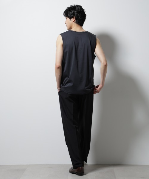 NANO universe（ナノユニバース）の「シルケットスムースノースリブプルオーバー（タンクトップ・メンズ・ブラック/スミクロ/ホワイト・S/M/L）」の10枚目の写真