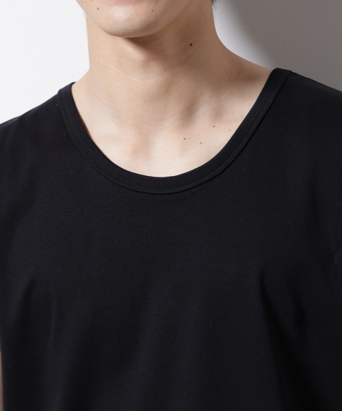 NANO universe（ナノユニバース）の「シルケットスムースノースリブプルオーバー（タンクトップ・メンズ・ブラック/スミクロ/ホワイト・S/M/L）」の7枚目の写真