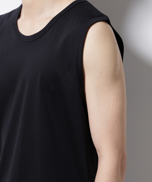 NANO universe（ナノユニバース）の「シルケットスムースノースリブプルオーバー（タンクトップ・メンズ・ブラック/スミクロ/ホワイト・S/M/L）」の6枚目の写真