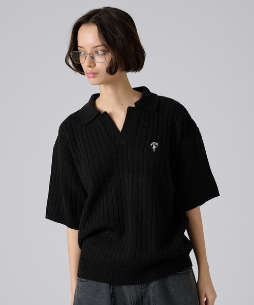 SKIPPER POLO KNIT SHIRT / スキッパーポロニットシャツ
