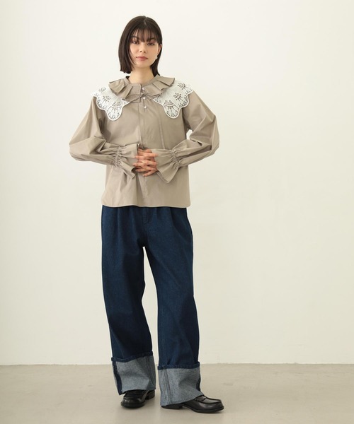 MILKFED.（ミルクフェド）の「MULTI RUFFLE COLLAR BLOUSE（シャツ/ブラウス・レディース・ブラック/ホワイト/ベージュ・ONE SIZE）」の9枚目の写真