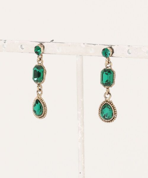 欧州航路（オウシュウコウロ）の「【欧州航路】レトロドロップピアス（ピアス（両耳用）・レディース・ネイビー/グリーン/レッド/クリア・FREE）」の3枚目の写真