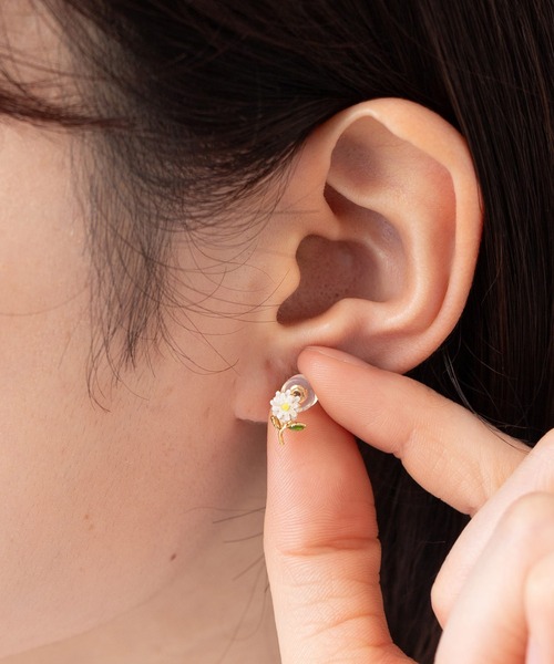HUI 花モチーフ ピアス(両耳用) 花言葉モチーフ ピアス flower letter 【日本製】（ピアス（両耳