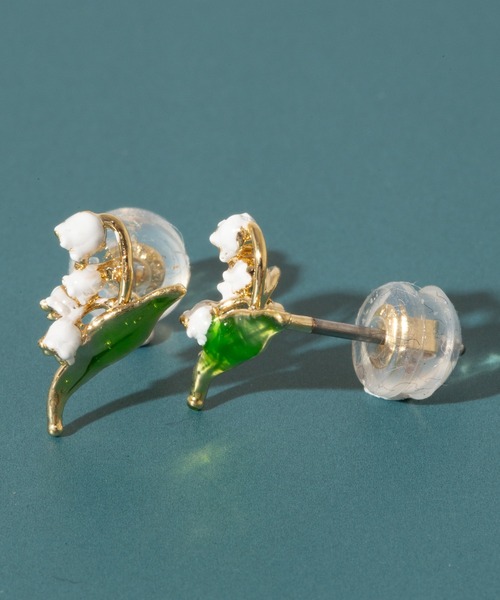 HUI 花モチーフ ピアス(両耳用) 花言葉モチーフ ピアス flower letter 【日本製】（ピアス（両耳