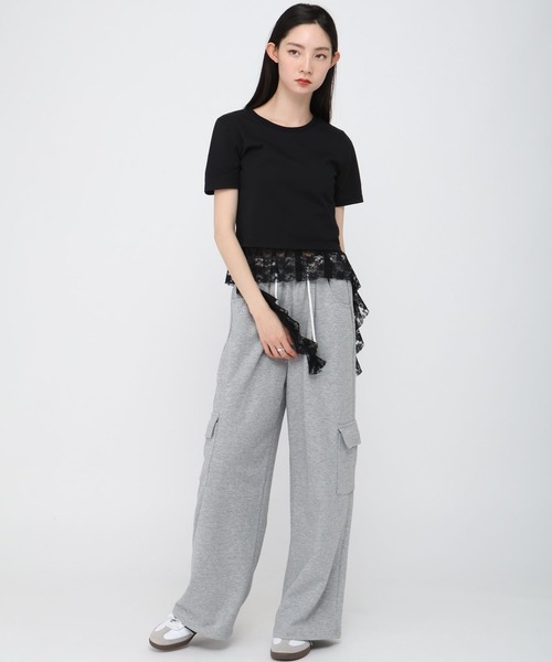 3.3 Field Trip （3.3フィールドトリップ）の「3.3 Field Trip／レースダブルフリルT（Tシャツ/カットソー・レディース・ブラック/オフホワイト・FREE）」の3枚目の写真
