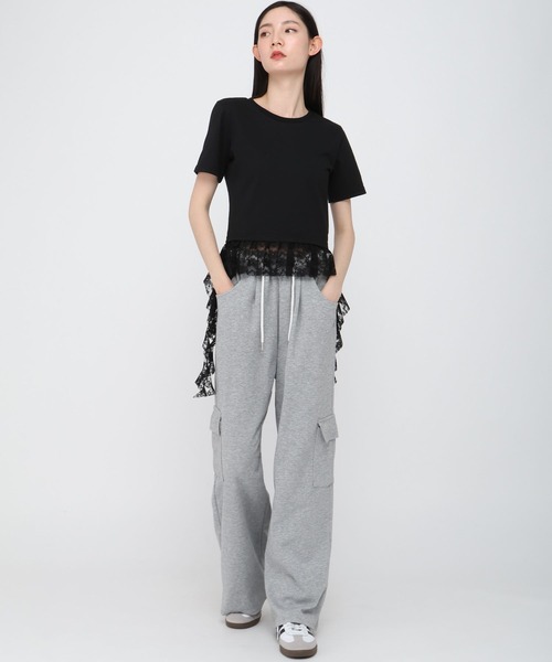 3.3 Field Trip （3.3フィールドトリップ）の「3.3 Field Trip／レースダブルフリルT（Tシャツ/カットソー・レディース・ブラック/オフホワイト・FREE）」の4枚目の写真