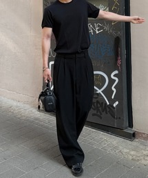THE CLE ザクレ　ブラック スラックス MARBELT SLACKS THE CLE（ザクレ）の「MARBELT SLACKS（スラックス）」 - WEAR