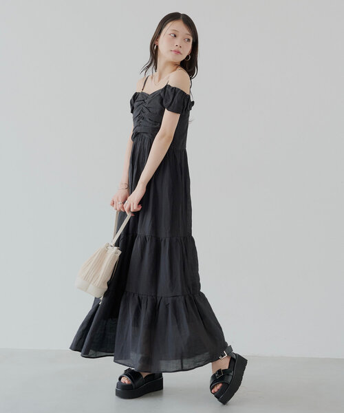 美品　marrimeko Peukku ペウック　ワンピース　L 綿　バルーン Chico（チコ）の「2wayバルーンデザインロングワンピース
