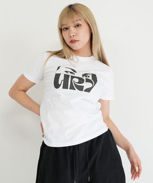 tシャツ ENAコラボTシャツ EYEロゴ Tシャツ カットソー 半袖 ダンス 練習着 レディース メンズ Purple&Yellow tシャツ メッセージエンボス半袖ラグランTシャツ