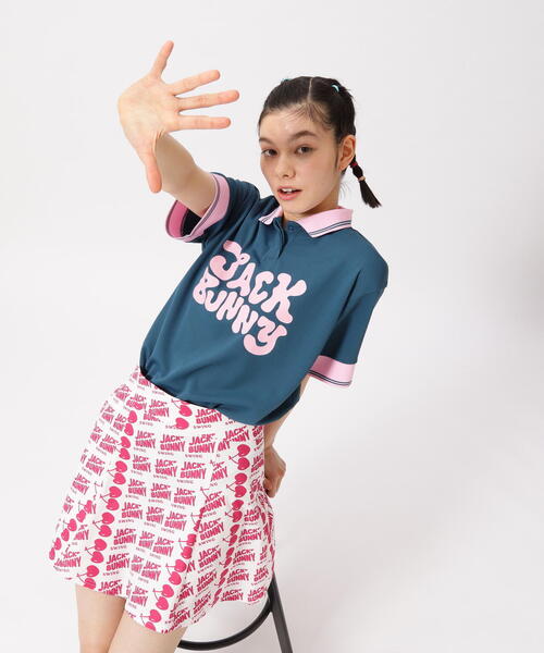 Jack Bunny!!（ジャックバニー）の「【Jack Bunny!!】フルダルメッシュ半袖ポロシャツ（ポロシャツ・レディース・ホワイト/ブラウン/グリーン・SMALL/MEDIUM/LARGE）」の3枚目の写真