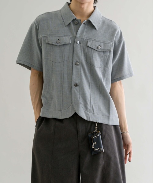 EPNK（イーピーエヌケー）の「【EPNK】Jacket like half sleeve shirt / ジャケットライクハーフスリーブシャツ（シャツ/ブラウス・メンズ・ブラック/ライトグレー/ベージュ・LARGE/MEDIUM/SMALL）」の16枚目の写真