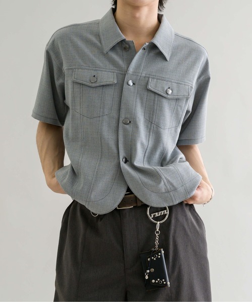 EPNK（イーピーエヌケー）の「【EPNK】Jacket like half sleeve shirt / ジャケットライクハーフスリーブシャツ（シャツ/ブラウス・メンズ・ブラック/ライトグレー/ベージュ・LARGE/MEDIUM/SMALL）」の17枚目の写真