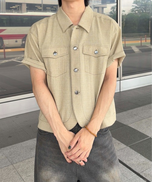epnok ジャケットライクハーフスリーブシャツ EPNK】Jacket like half sleeve shirt / ジャケットライクハーフ