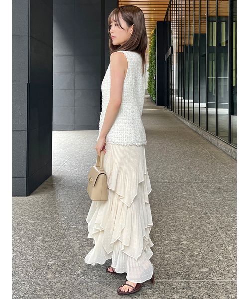 snidel スナイデル　コットンティアードスカート　ホワイト　WHT SNIDEL（スナイデル）の「コットンシフォンティアードスカート
